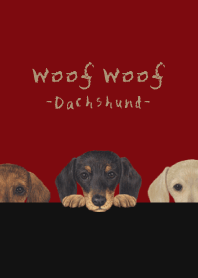 Woof Woof - dachshund - CHRISTMAS RED