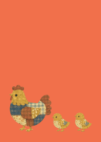 GM chicken on red & yellow