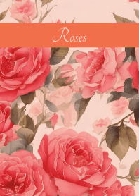 Noble Roses on red & yellow