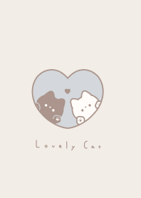 Pair Cats in Heart(line)/blue beige LB>