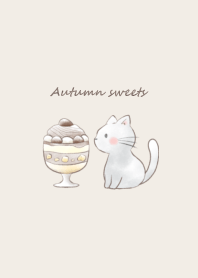 Cat and Autumn sweets -brown-