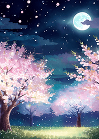 Beautiful night cherry blossoms#1170