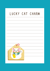 LUCKY CAT CHARM NOTEBOOK-VIRIDIAN