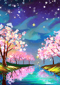 Beautiful night cherry blossoms#903