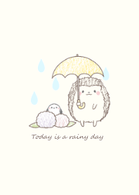 Hedgehog and Shimaenaga -rain- beige