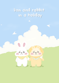 lion and rabbit  in a holiday