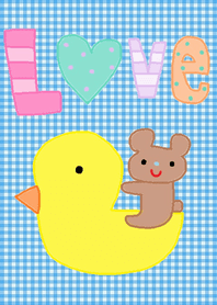 (Bear and duck x blue check)