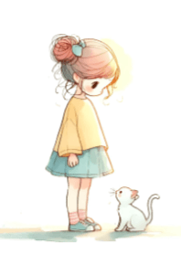 Girl and Cat V.14