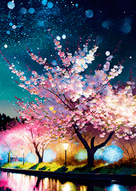 Beautiful night cherry blossoms#22