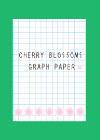 CHERRY BLOSSOMS GRAPH PAPER-GREEN-WHITE