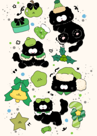 Black cat in Christmas costume2