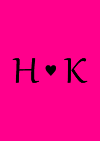 Initial "H & K" Vivid pink & black.