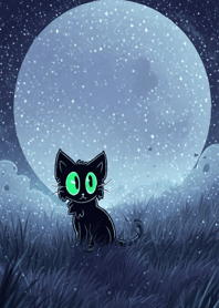 Black cat under the starry sky 58Ba4A