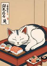 Ukiyo-e Meow Meow Cats cc18A9