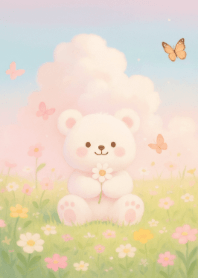 เจ้าหมีขาว ในทุ่งหญ้าสีเขียว