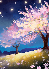 Beautiful night cherry blossoms#1341