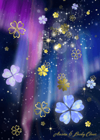 幸運をもたらす♡虹色オーロラとクローバー