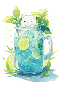Cat with Mint Lemon Soda