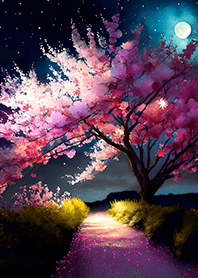 Beautiful night cherry blossoms#801
