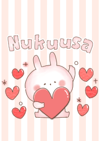 ぬくうさ♡ハートいっぱいストライプ