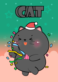 Happy Black Cat  in Christmas Theme