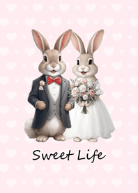 Rabbit Wedding(peach powder)