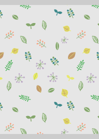 Vibrant leaves on gray