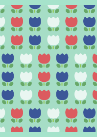 Retro three color tulips on BG