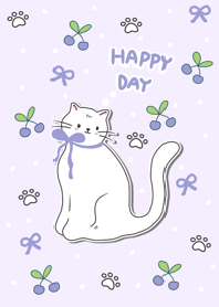 Cat happy day purple cute pastel
