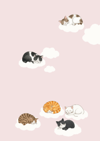 Cat sleeping on a cloud._Pink1
