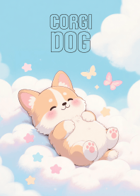 Cute Corgi Dog In Sky Theme