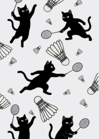 Badminton Cat White Light Gray Theme