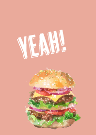 hamburger on pink & blue