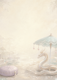 香檳珍珠龍與海沫蕾絲陽傘