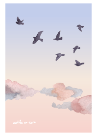 Seaside bird theme. watercolor