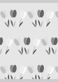 Three monochrome tulips on gray