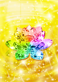 幸運が満ちる蓮の花レインボークリスタル