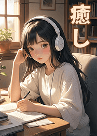 음악을 듣고 독서하는 여자5