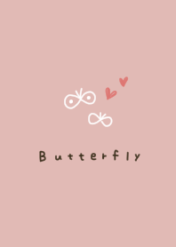 White butterfly. Pink beige