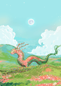 the moon: flower dragon