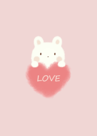 mokomoko heart -rabbit- pink