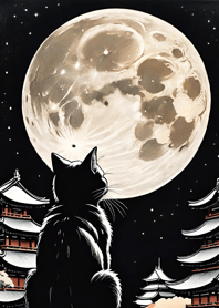 Cat under the Moon B121A4