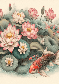 lotus pond koi