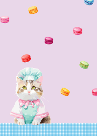 Cat Pastry Chef2  light purple