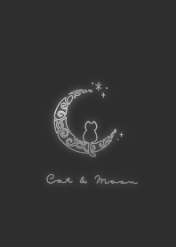 Cat & Moon: gray black silver