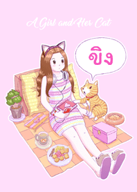 A Girl and Her Cat [Khing] (Pink)