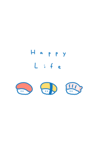 Small Sushi (queue)- white blue.