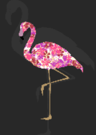 Cherry blossom pattern and flamingo