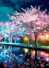 Beautiful night cherry blossoms#2488
