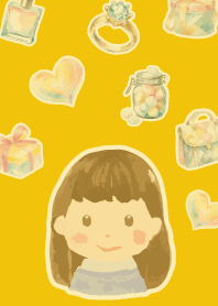 Girly girl on yellow